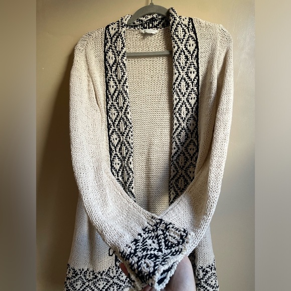 Lucky brand long line open knit cardigan sweater size M boho - Picture 2 of 6